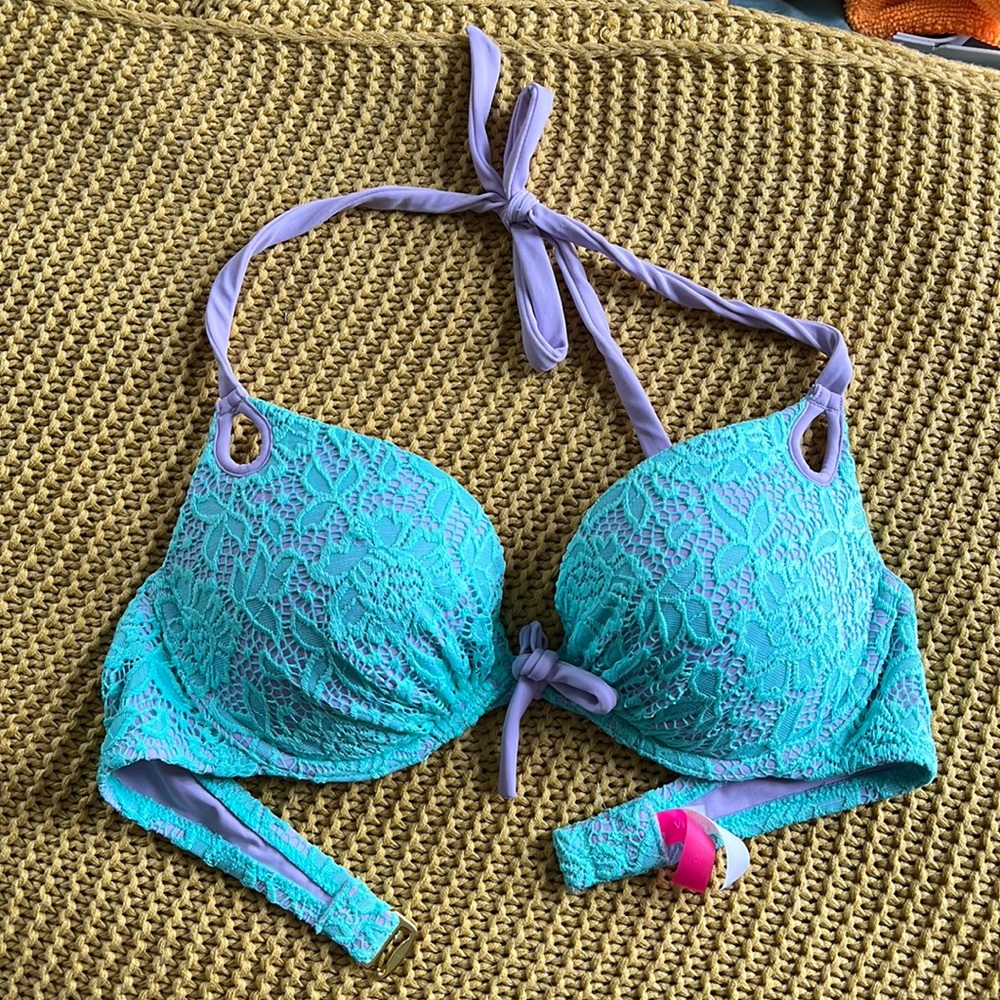 Victorias Secret Turquoise Lace Bikini Top